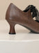 Scarpe Mary Jane con Pizzo e Fiocco con Tacco