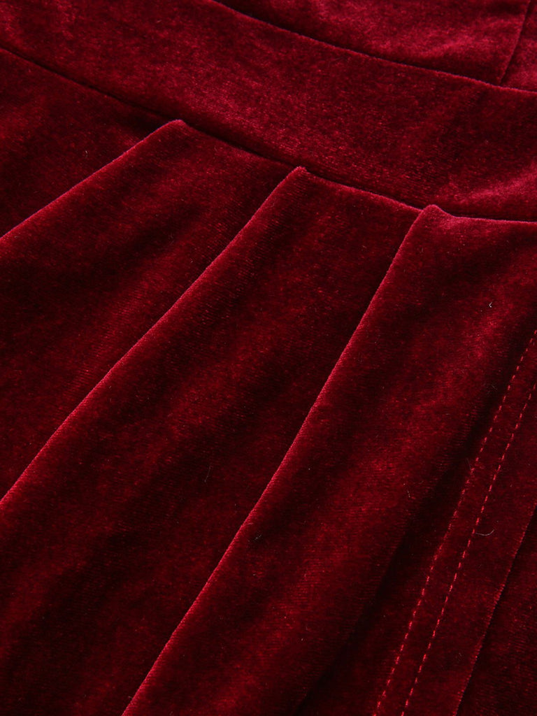 Abito midi in velluto a tinta unita con spalle scoperte anni '80