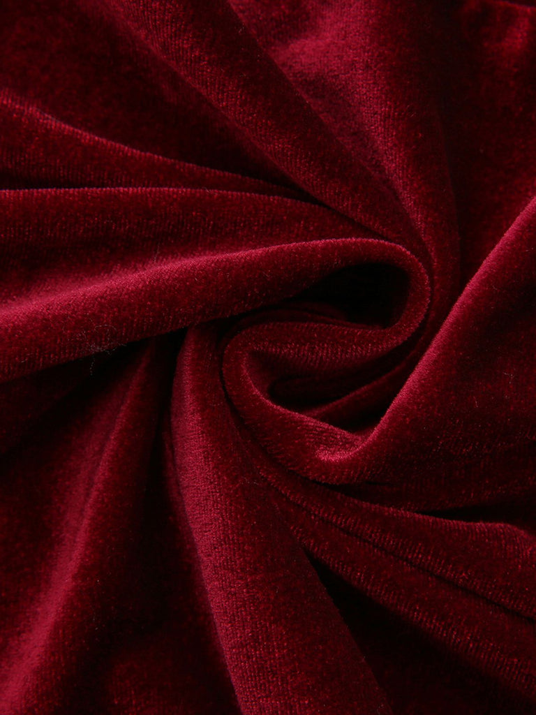 Abito midi in velluto a tinta unita con spalle scoperte anni '80