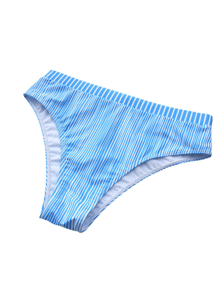 Bikini a pois con spalline sottili e fiocco a righe anni '50