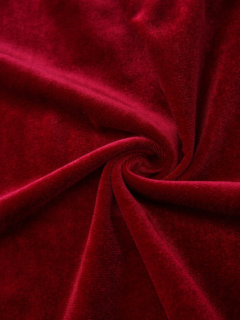 Abito in velluto a pieghe con maniche a lanterna ritagliato anni '40