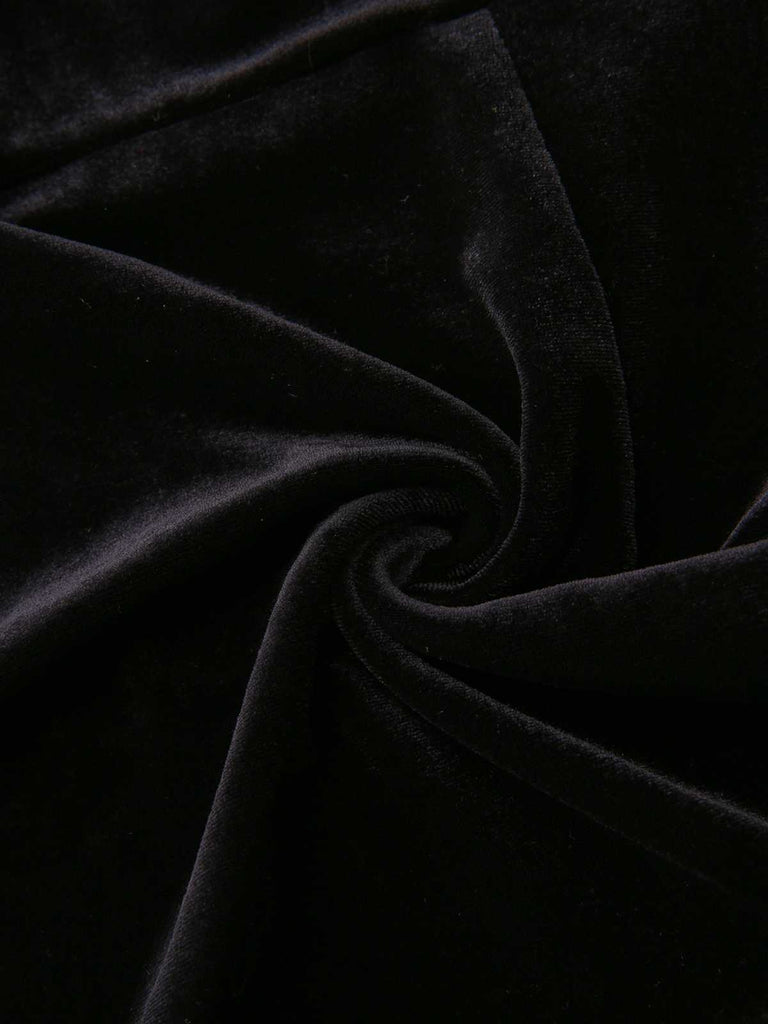 Abito in velluto con scollo a cuore e orlo plissettato a contrasto anni '60