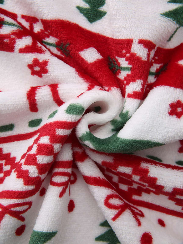 Felpa con cappuccio in peluche con renne e albero di Natale anni '40