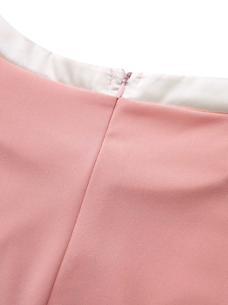 Abito aderente con fiocco color block e scollo tondo anni '60