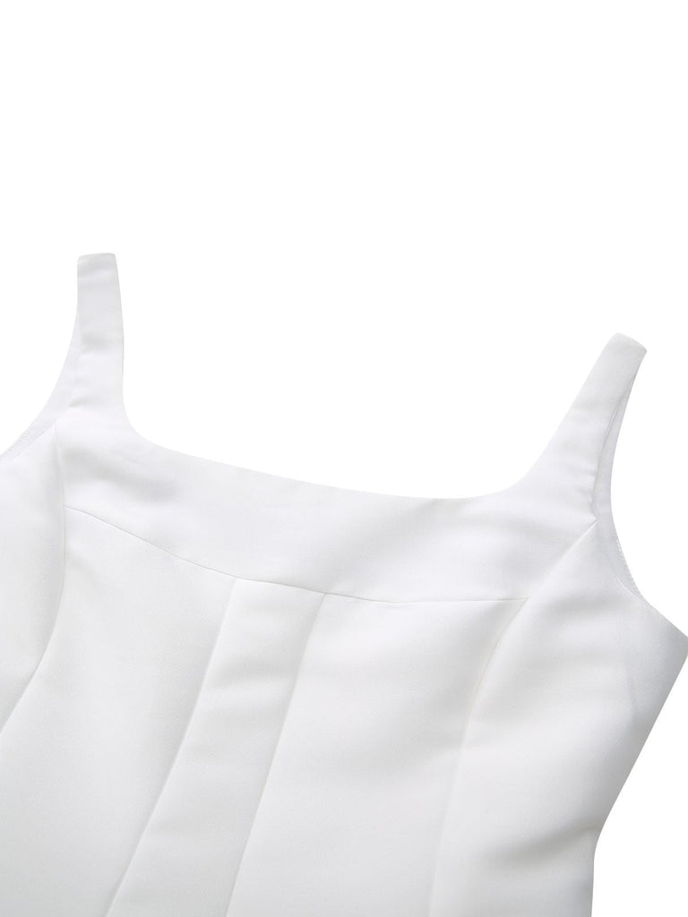 Abito da sera con spalline larghe bianco anni '50