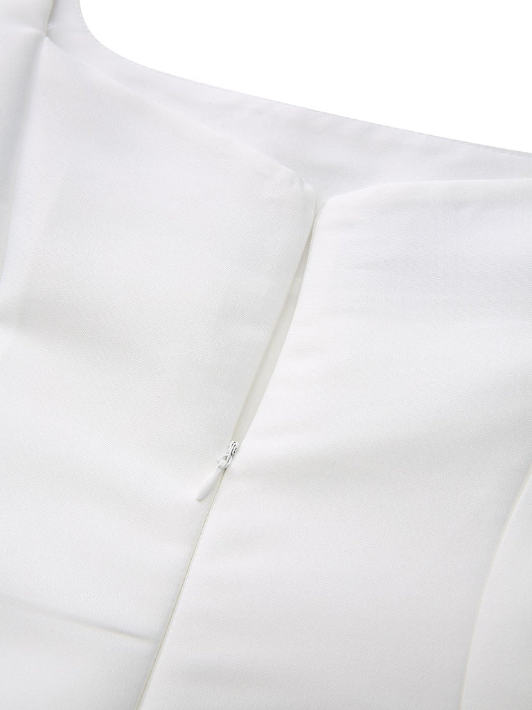 Abito da sera con spalline larghe bianco anni '50