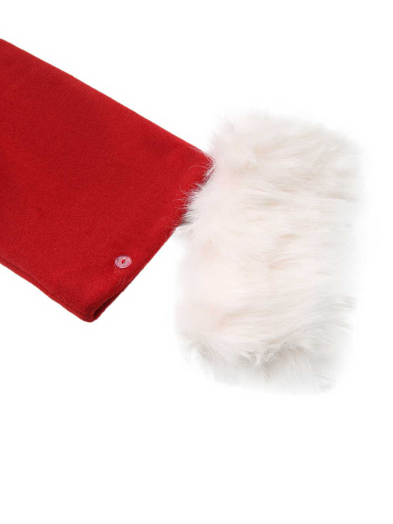 Cappotto in cristallo e finiture in pelliccia sintetica rosso anni '80