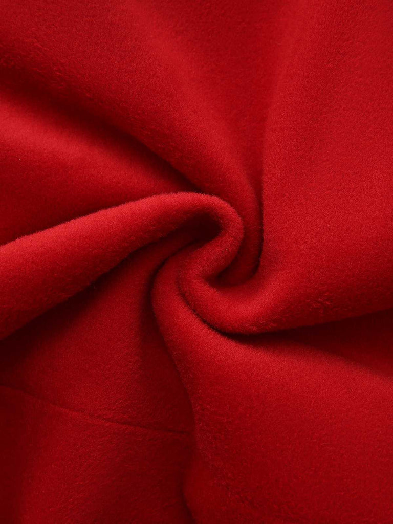 Cappotto in cristallo e finiture in pelliccia sintetica rosso anni '80