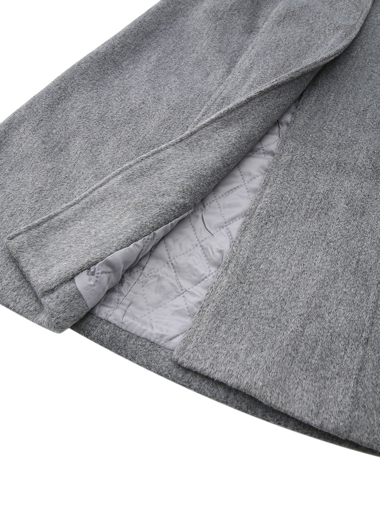 Cappotto in finta lana con finiture in pelliccia anni '80