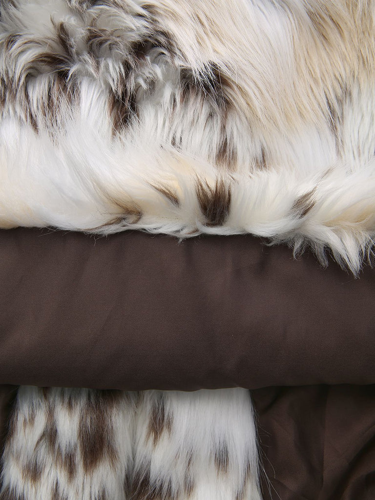 Giacca in pelliccia sintetica con stampa leopardata bianca anni '80