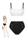 Set bikini in pizzo colorblock bianco e nero anni '30