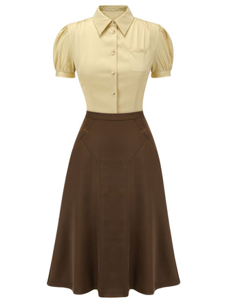 Abito due pezzi revers maniche a sbuffo anni '40