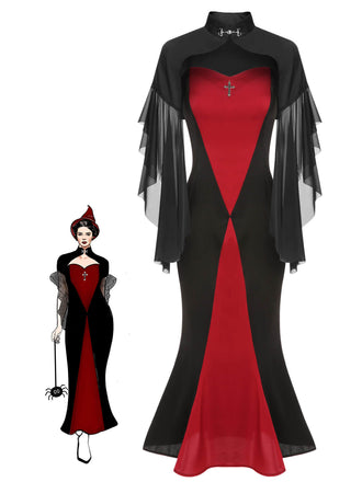 2PCS Abito a sirena e cappotto trasparente Halloween anni '30