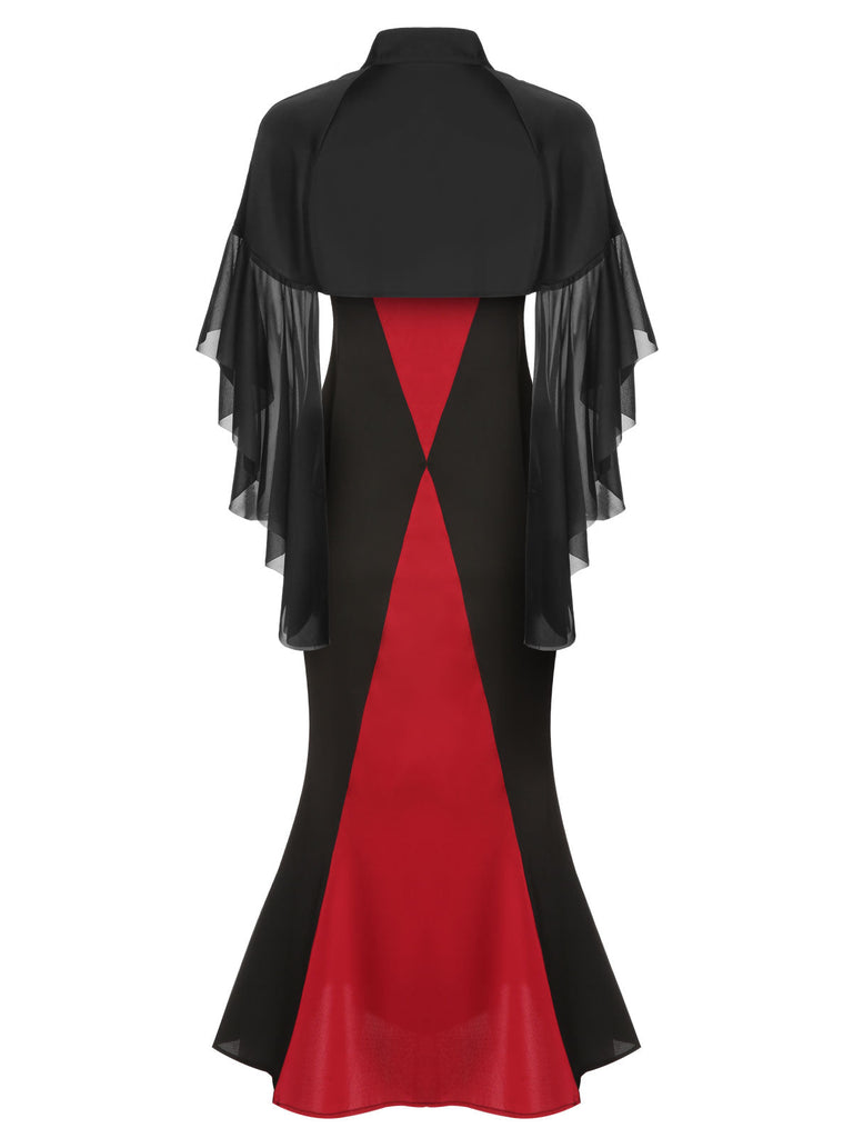 2PCS Abito a sirena e cappotto trasparente Halloween anni '30