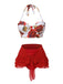 2PCS Costumi con rose e gonna copricostume blu anni '60