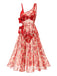 2PCS Bikini rosso e copricostume rose anni '60