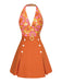 2PCS Top scollo all'americana floreale e gonna anni '60