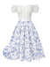 2PCS Top bianco spalle scoperte e gonna floreale anni '50