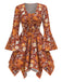 2PCS Top e abito floreale hippie arancione anni '70