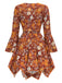 2PCS Top e abito floreale hippie arancione anni '70