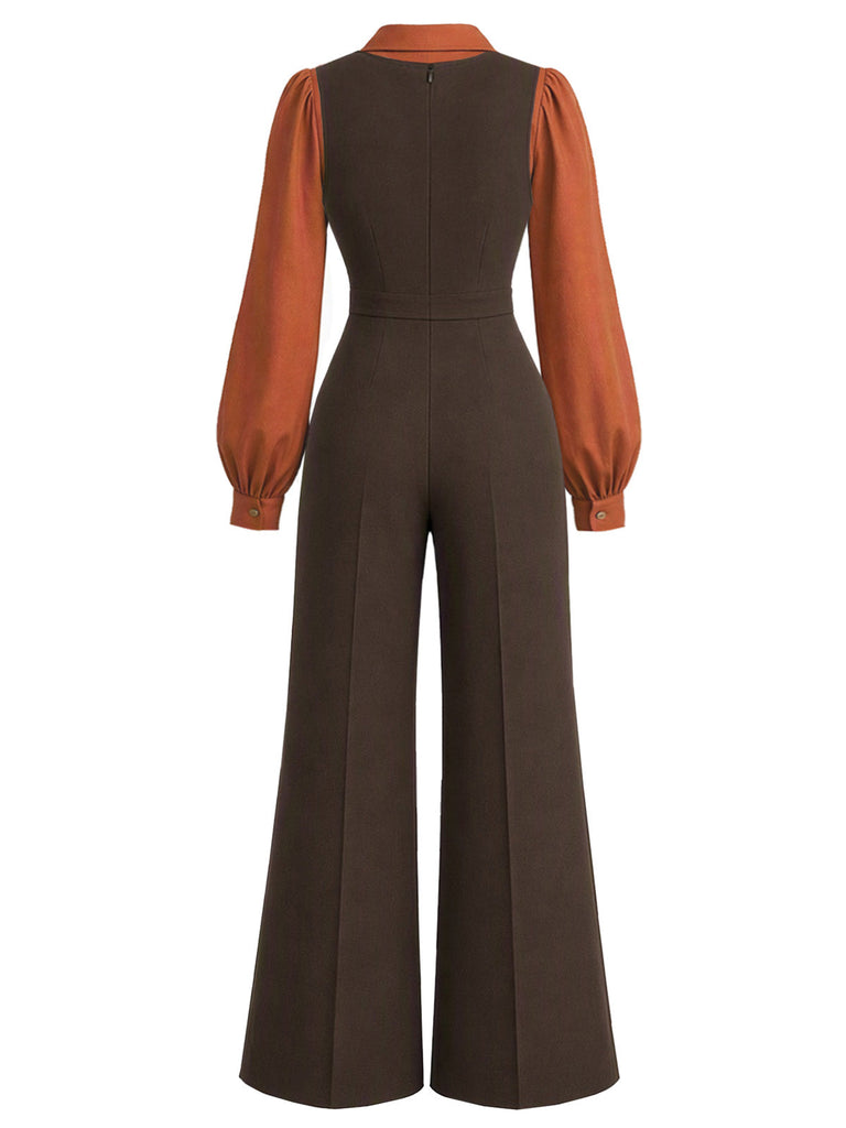 [Prevendita] 2PCS Blusa anni '30 con maniche a vescovo e tuta con tasche e pantaloni a gamba larga 3