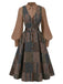 [Prevendita] Completo marrone con abito senza maniche a quadri patchwork con cintura e camicetta Anni '40 2
