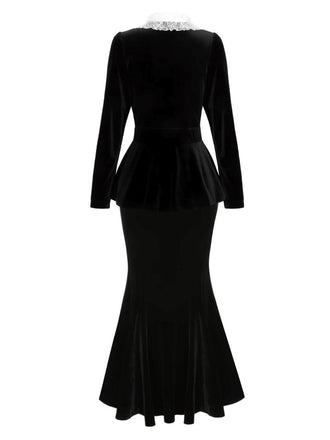 2PCS Top in velluto e gonna a sirena anni '30