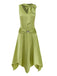 Green dress with a bow detail on a white background
