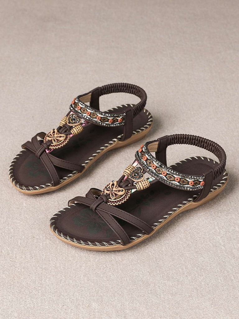 Sandali Bohémien Butterfly Heart con Perline con Strass Flat 11