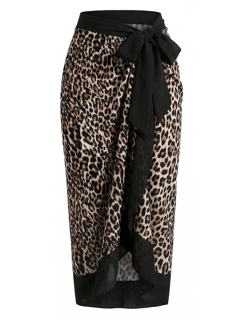 [Pre-Vendita] Costume da Bagno Leopardato Halter Scollo a V Profondo con Incrocio e Copricostume Anni '30 3