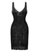Copricostume-nero-Anni '80-Traforato-con-Scollo-a-U-e-Spacco