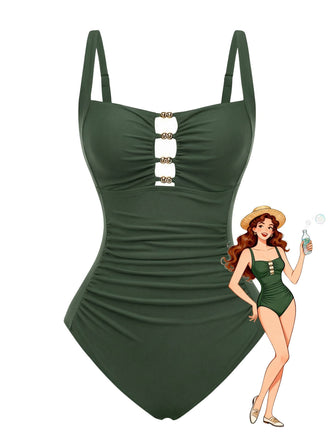 Costumi-Intero-Anni '50-Arricciato-con-Taglio-Contenitivo