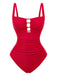 Costumi-Intero-rosso-Anni '50-Arricciato-con-Taglio-Contenitivo
