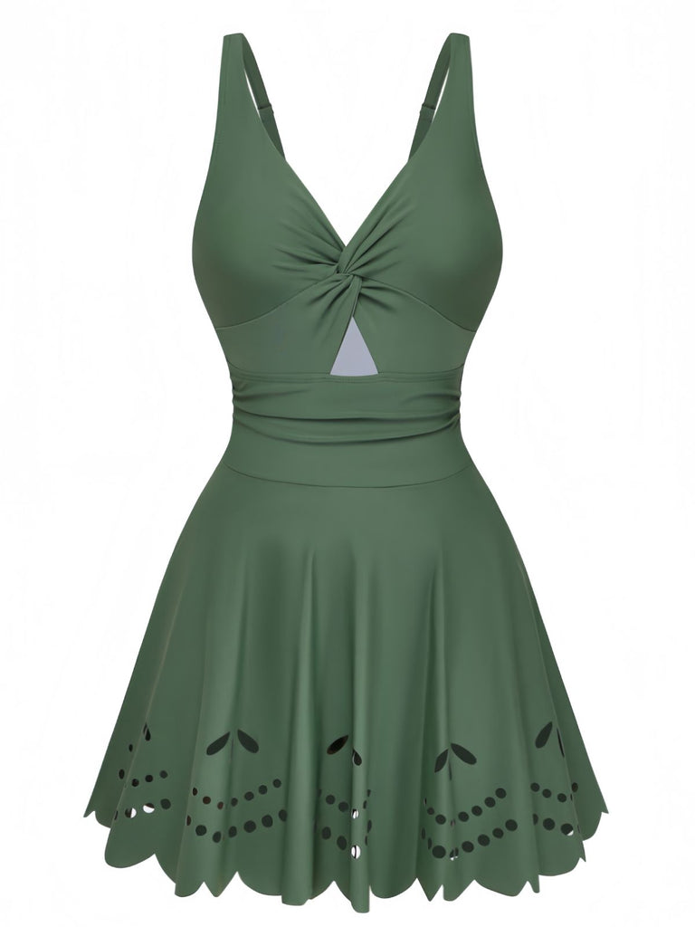 Costumi-Intero-verde-Anni_30-con-Gonna-Tinta-Unita_-intrecciato