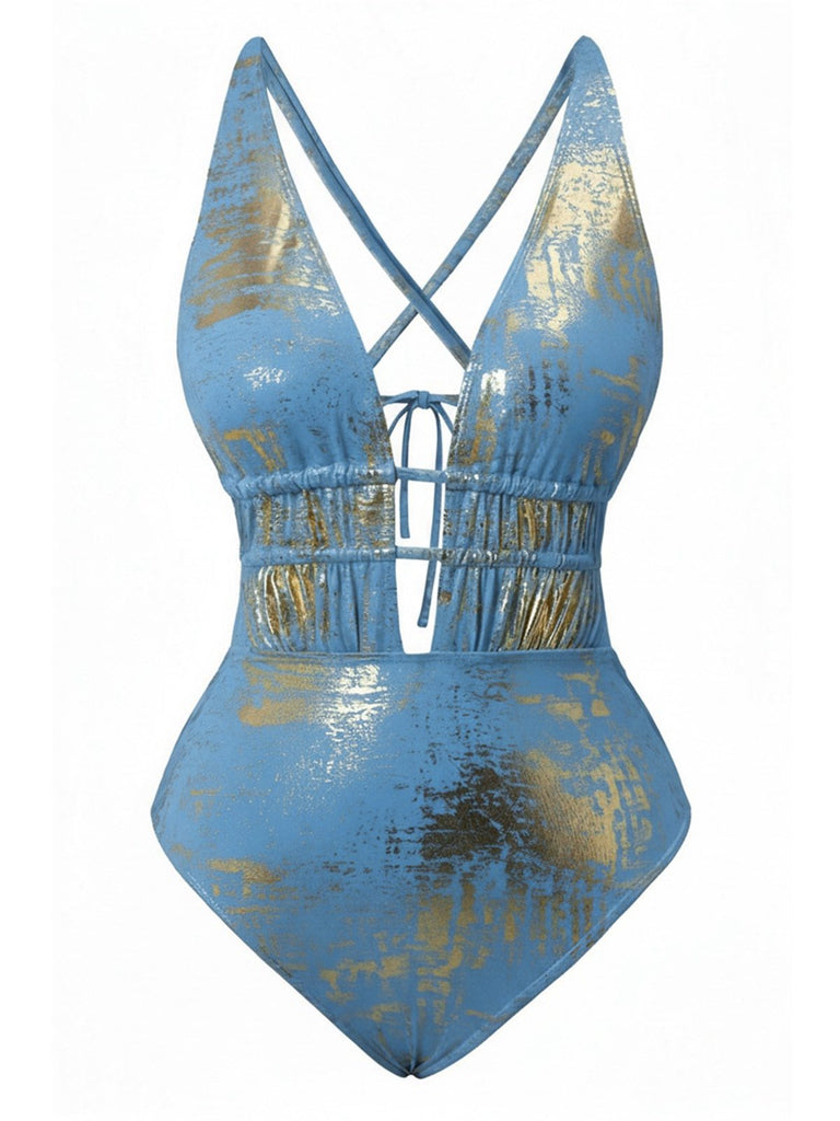 Costumi-intero-blu-anni '70-con-texture-effetto-invecchiato