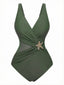 Costumi intero verde anni '50 stella marina con scollo a V