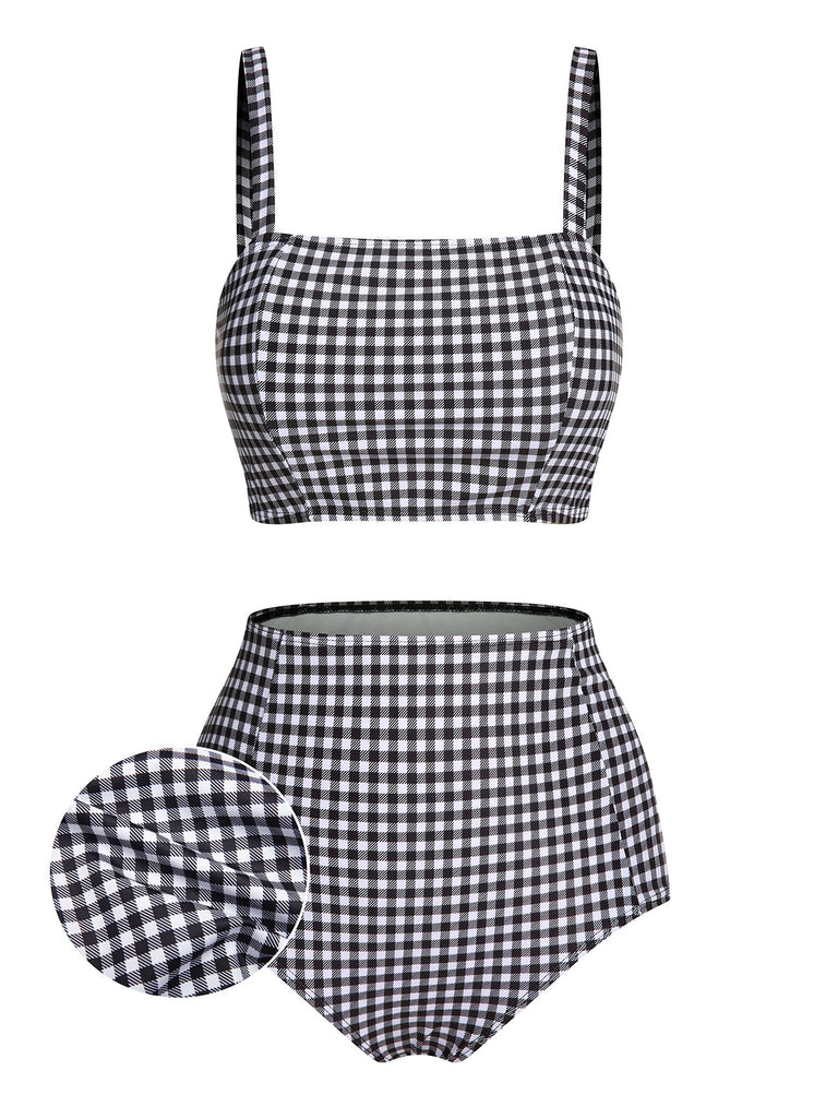 Costumi plaid spalline sottili bianco e nero anni '40