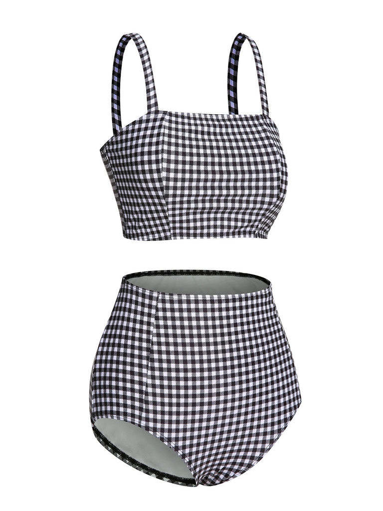 Costumi plaid spalline sottili bianco e nero anni '40