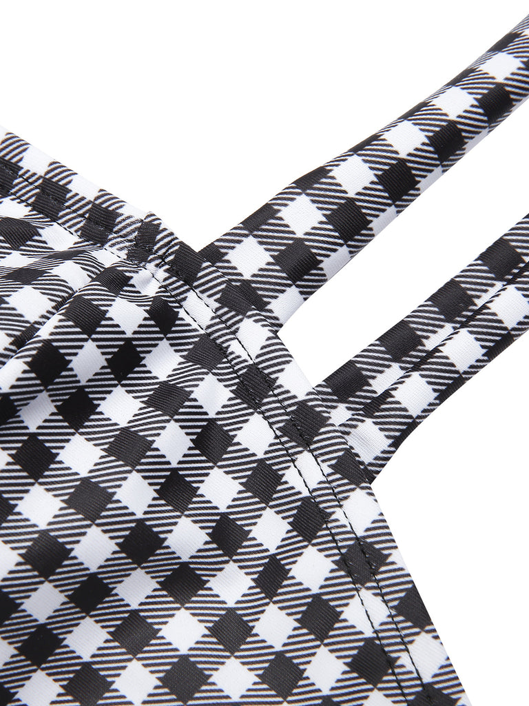Costumi plaid spalline sottili bianco e nero anni '40