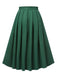 Gonna plissettate tinta unita verde anni '50