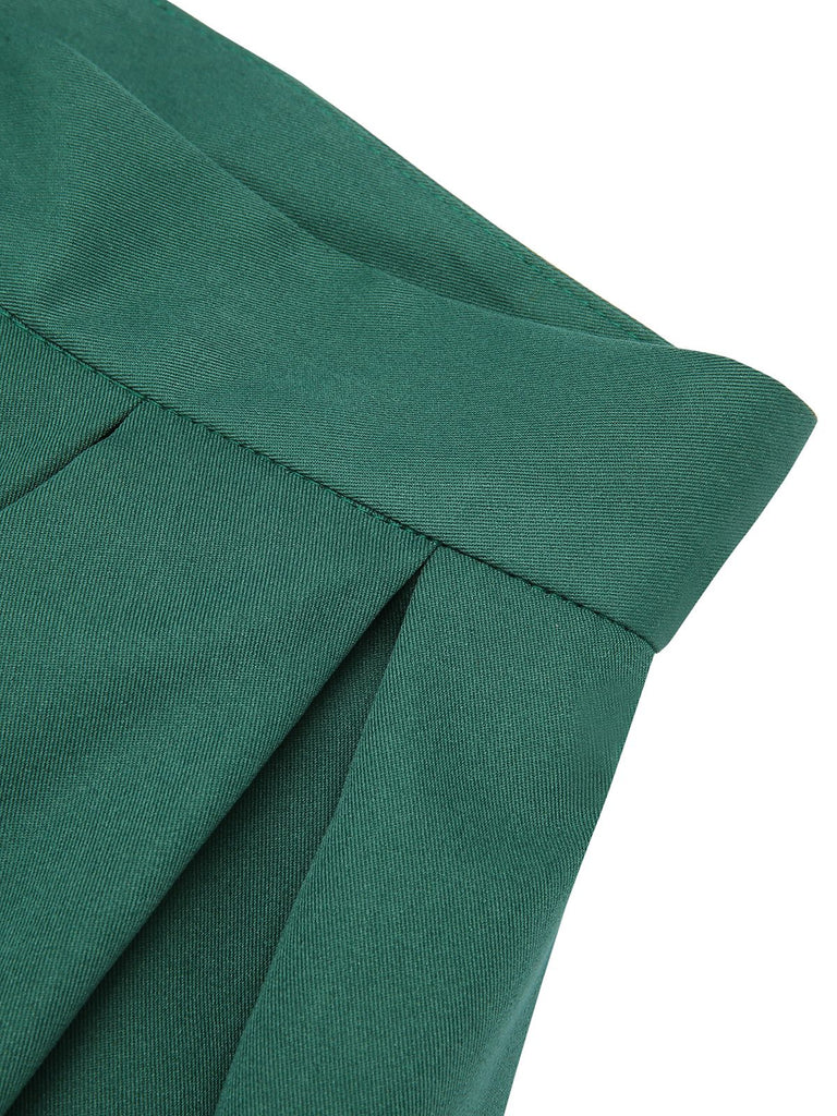 Gonna plissettate tinta unita verde anni '50