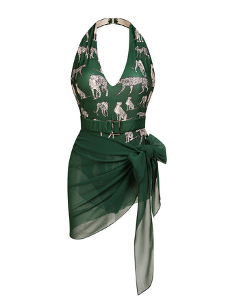 Costumi intero verde Jaguar Halter anni '30