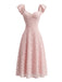 [Pre-Vendita] Abito a Collo Cuore in Pizzo Jacquard con Maniche a Volant Rosa Anni '50 2