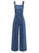 Tuta Lunga Blu in Denim Wide-Leg Overalls Frayed Anni '70 2