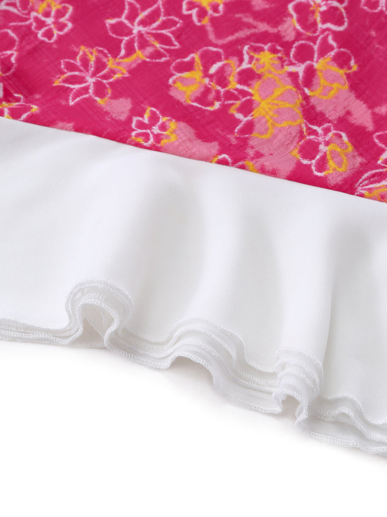 [Pre-Vendita] Abito Rosa e Bianco Y2K Halter Schiena Scoperta con Volant Asimmetrico 6