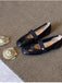 Scarpe Mary Jane Piatte in Ecopelle con Fiori 3D Amovibili 6