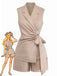 Gilet-e-Pantaloncini-Beige-Anni '60-Tinta-Unita