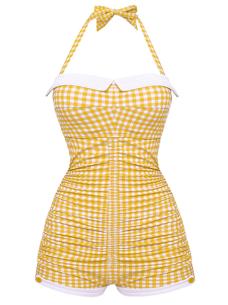 [Pre-Vendita] Costume Intero Rosa a Quadretti Halter con Fiocco Anni '50 15
