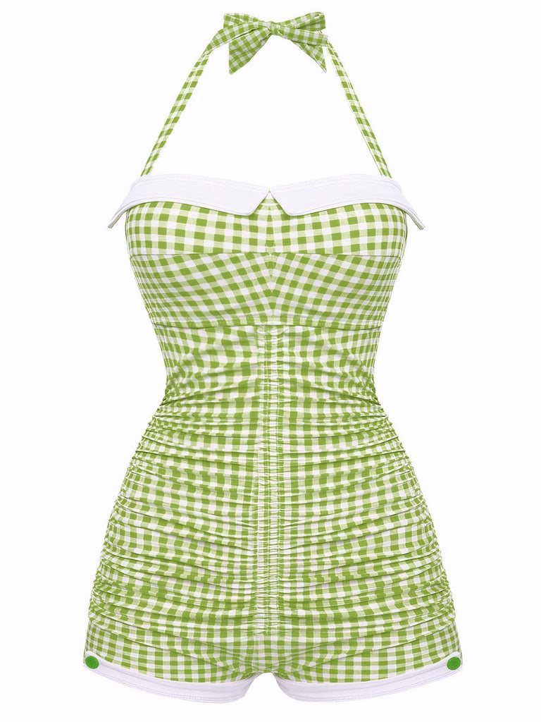 [Pre-Vendita] Costume Intero Rosa a Quadretti Halter con Fiocco Anni '50 16