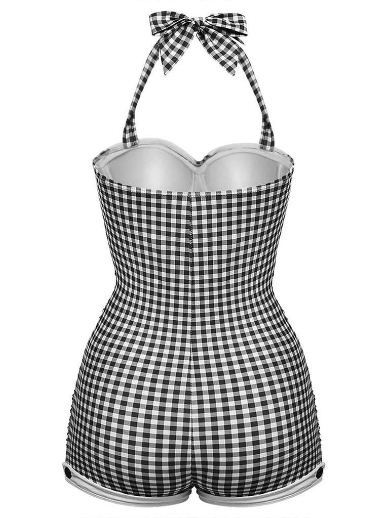 [Pre-Vendita] Costume Intero Rosa a Quadretti Halter con Fiocco Anni '50 18